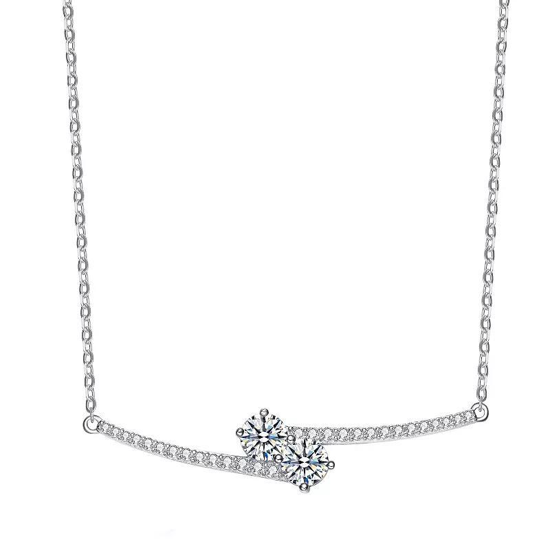 14k Gold Over Silver Cubic Zirconia Bypass Necklace, Womens Pink Tone Product Image