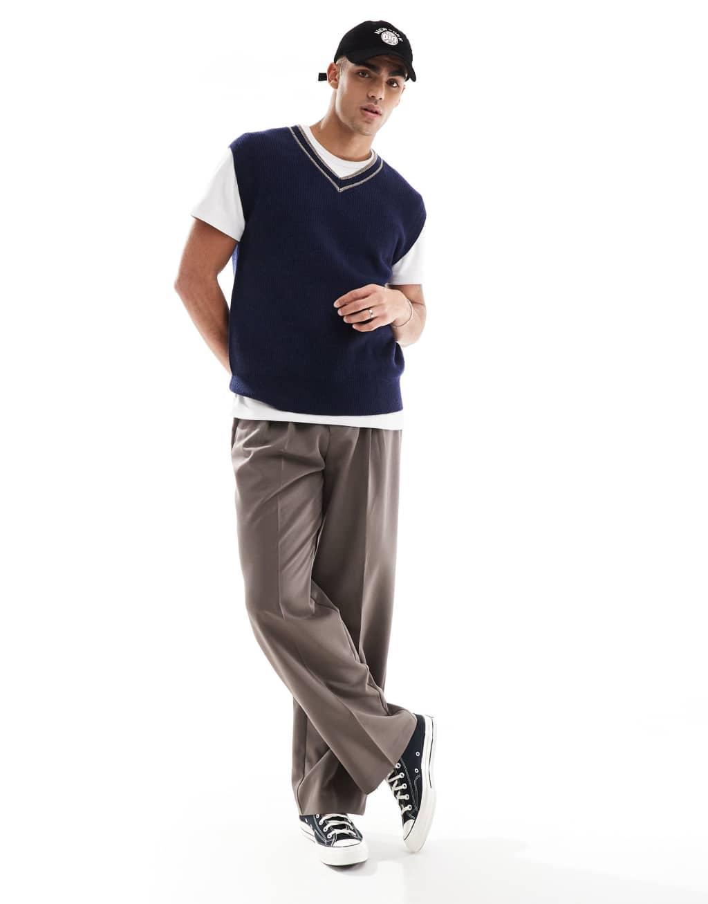 Scalpers Austen icon sweater vest in navy   Product Image