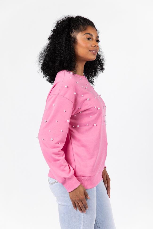 Always Us Pink Pearl Embellished Pullover FINAL SALE Product Image