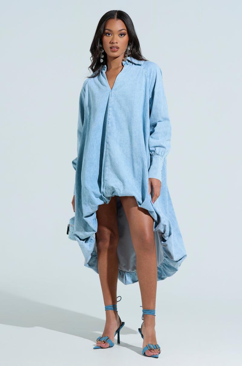 AMELIA DENIM HIGH-LOW DRESS Product Image