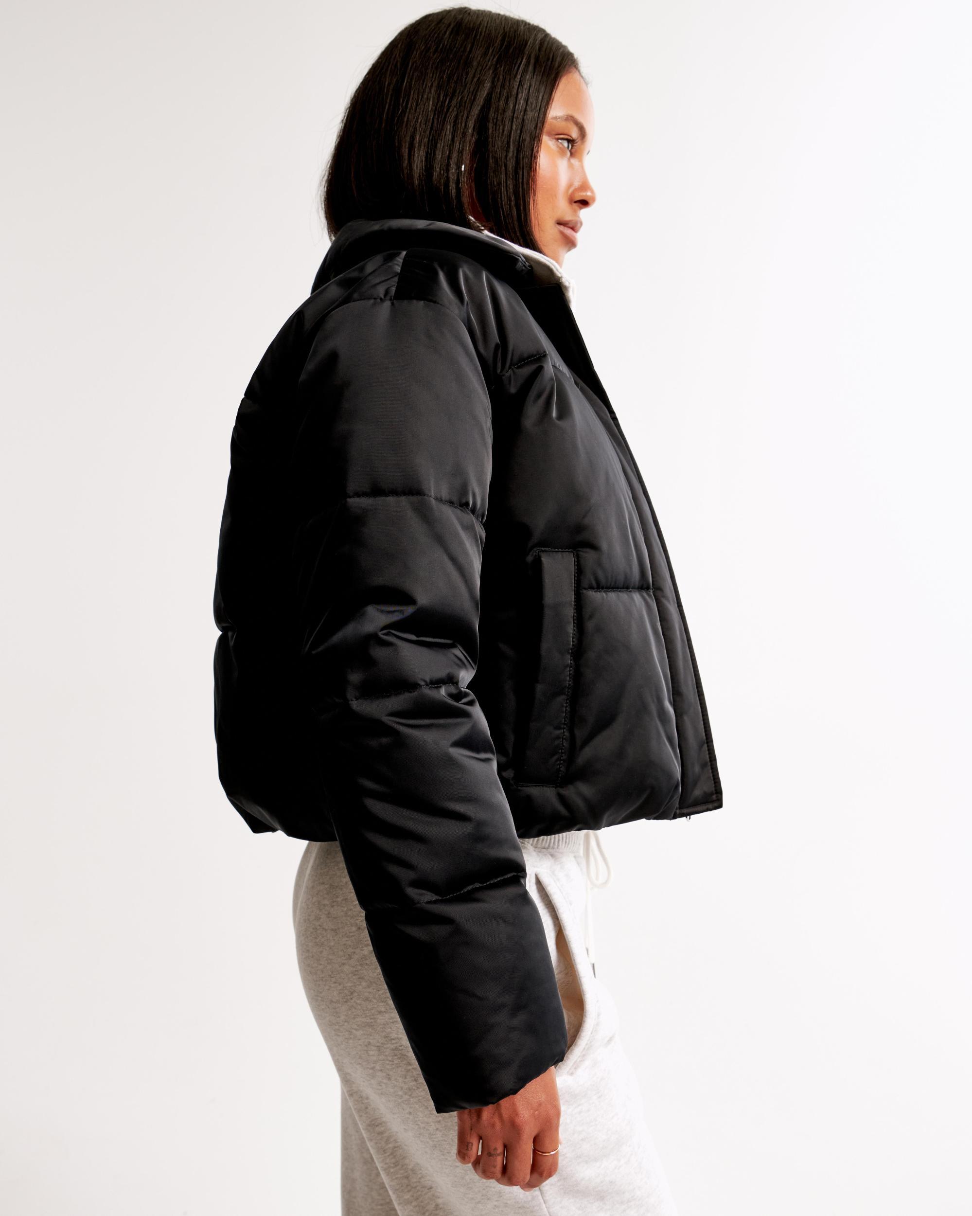 Cropped Velvet Puffer Coat Product Image