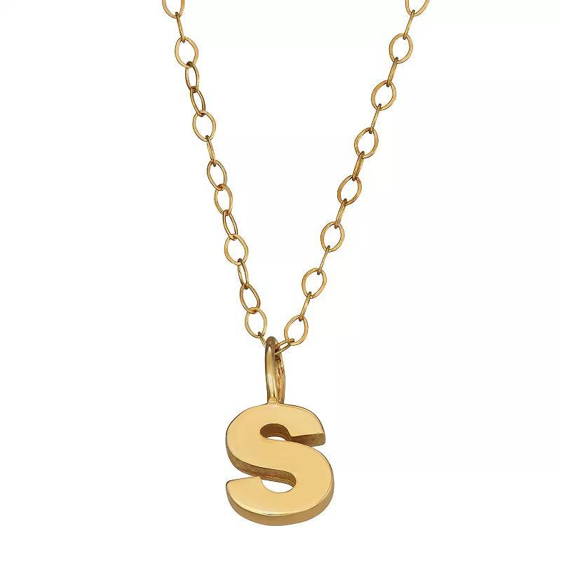 10K Gold Initial Pendant on 14K Gold Filled Chain, Womens Product Image