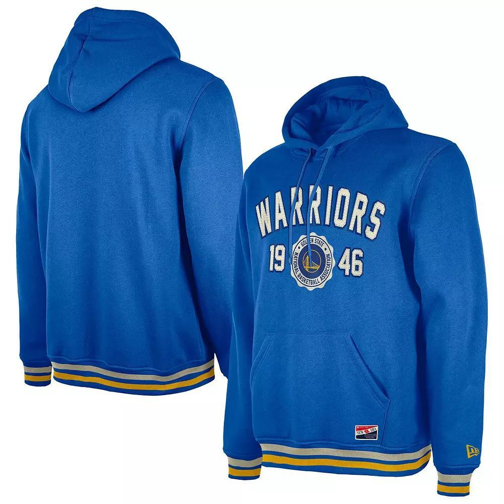 Men's New Era Royal Golden State Warriors Throwback Vintage Pullover Hoodie, Size: Small, Blue Product Image