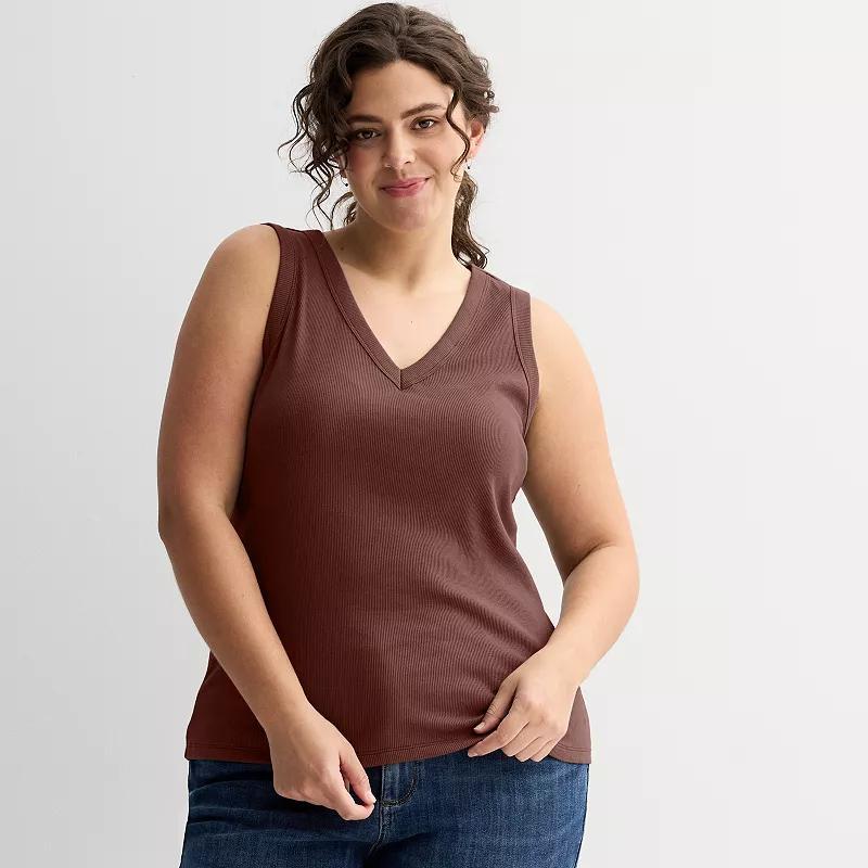 Plus Size Sonoma Goods For Life® Ribbed V-Neck Tank Top, Women's, Size: 4XL, Peri Phlox Product Image