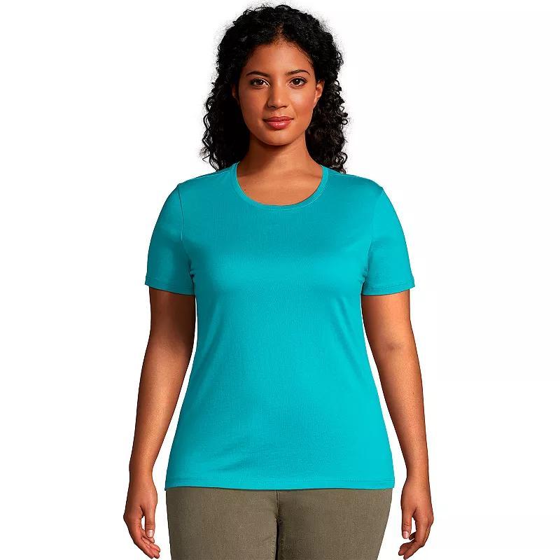 Plus Size Lands' End Relaxed Supima Cotton Crewneck Tee, Women's, Size: 1XL, Pale Yellow Product Image