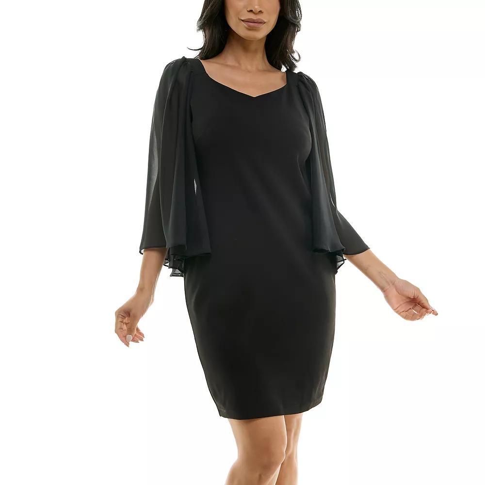 Women's Nina Leonard Batwing Chiffon Sleeve Sweetheart Neck Mini Sheath Dress, Size: Large, Blue Product Image