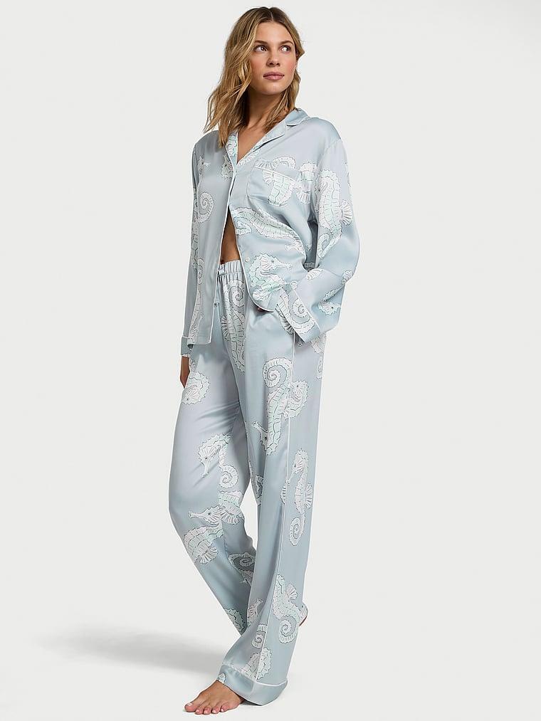 Glazed Satin Long Pajama Set Product Image