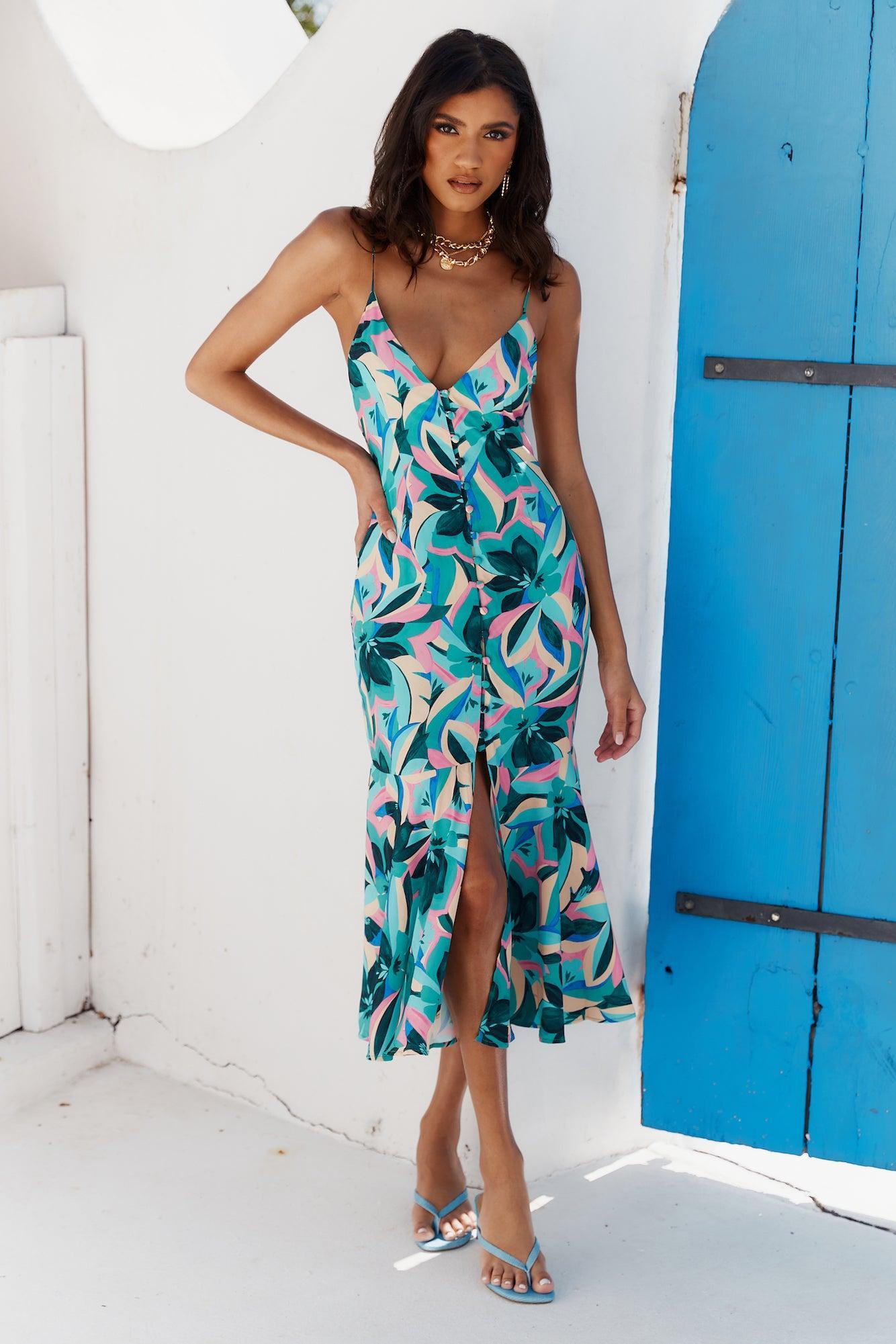 HELLO MOLLY Aloha Honey Maxi Dress Blue Product Image