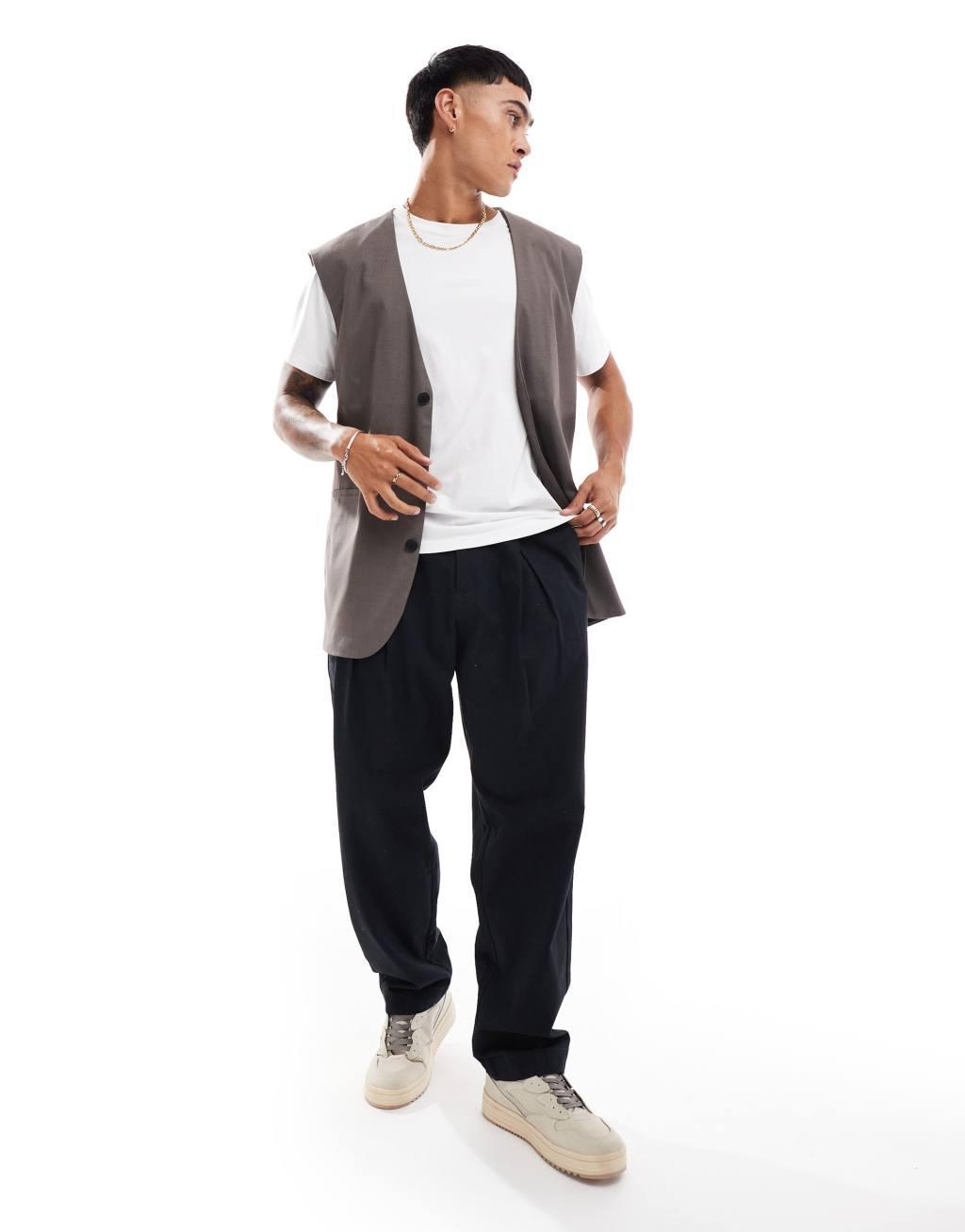 ASOS DESIGN longline vest in brown Product Image