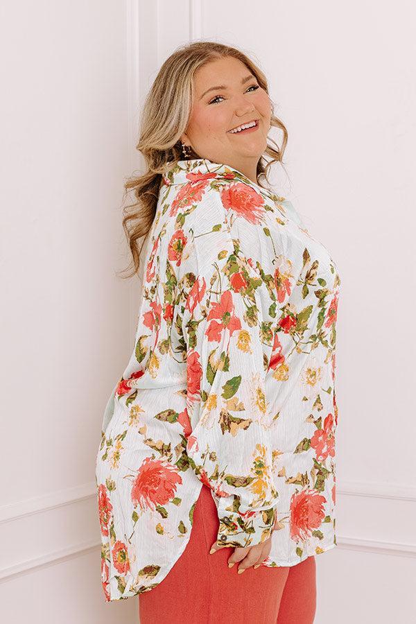 Serene Gardens Floral Button Up in Limpet Shell Curves Product Image