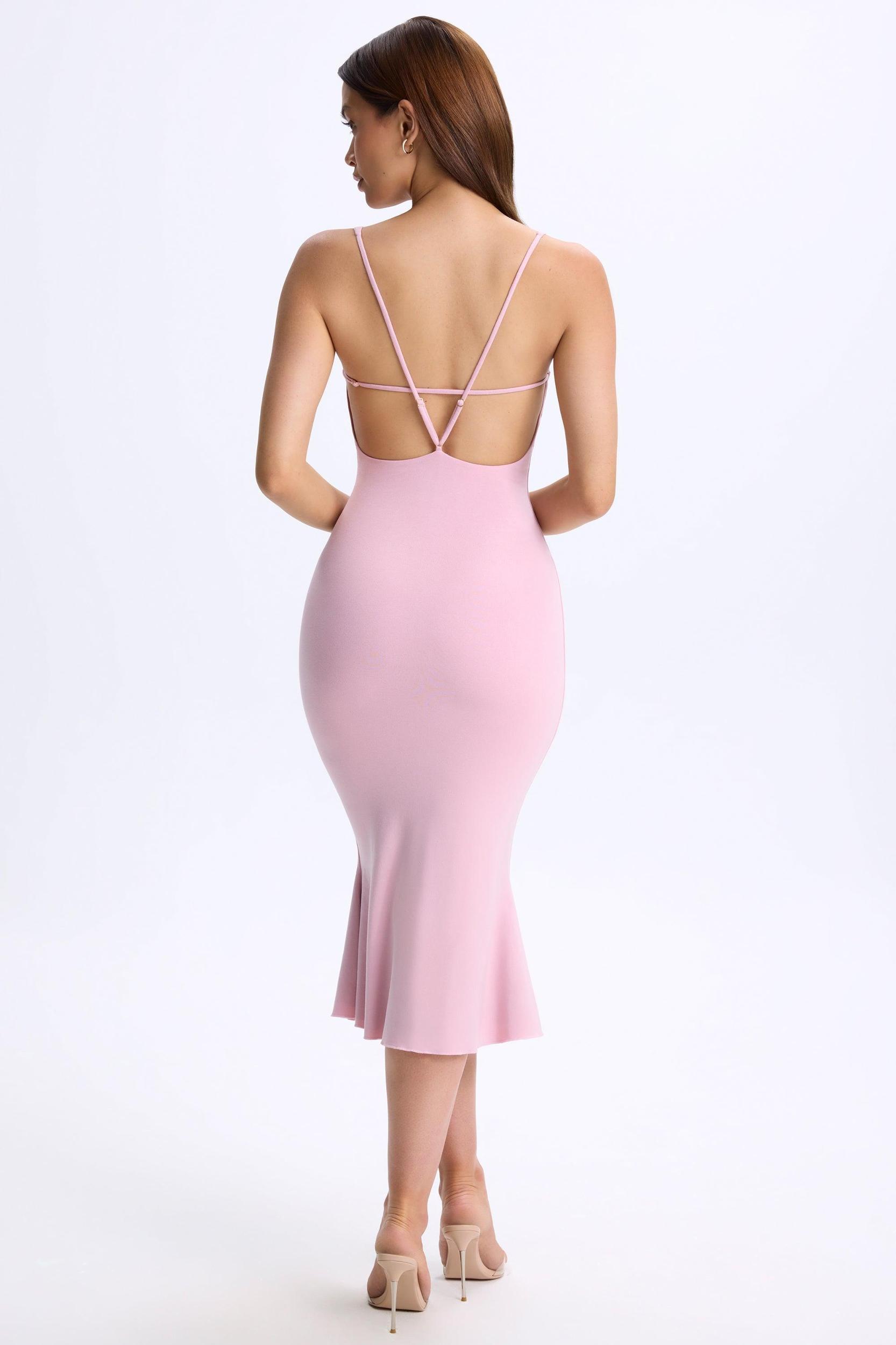 Plunge Open-Back Midaxi Dress in Blush Pink Product Image
