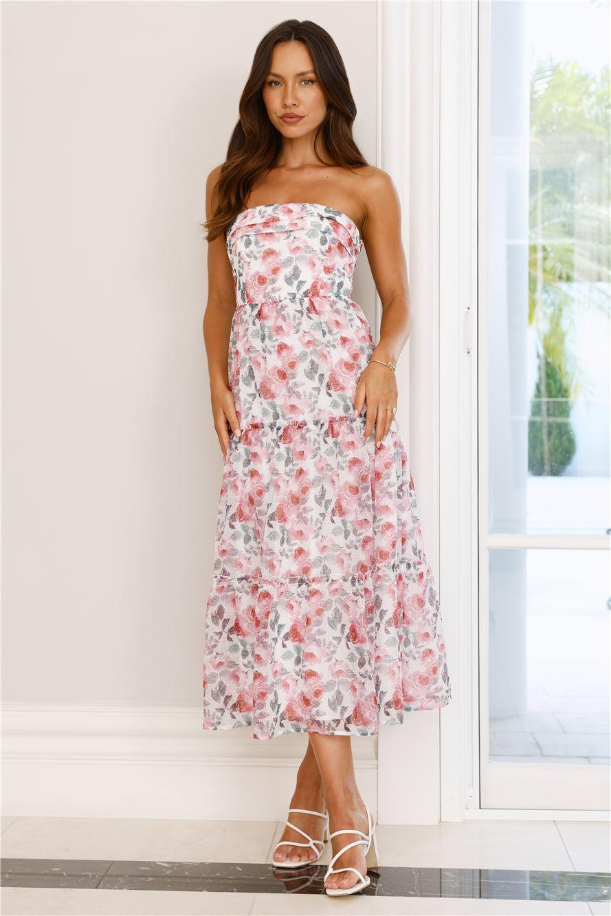 Like Wearing Poetry Strapless Midi Dress Pink Product Image