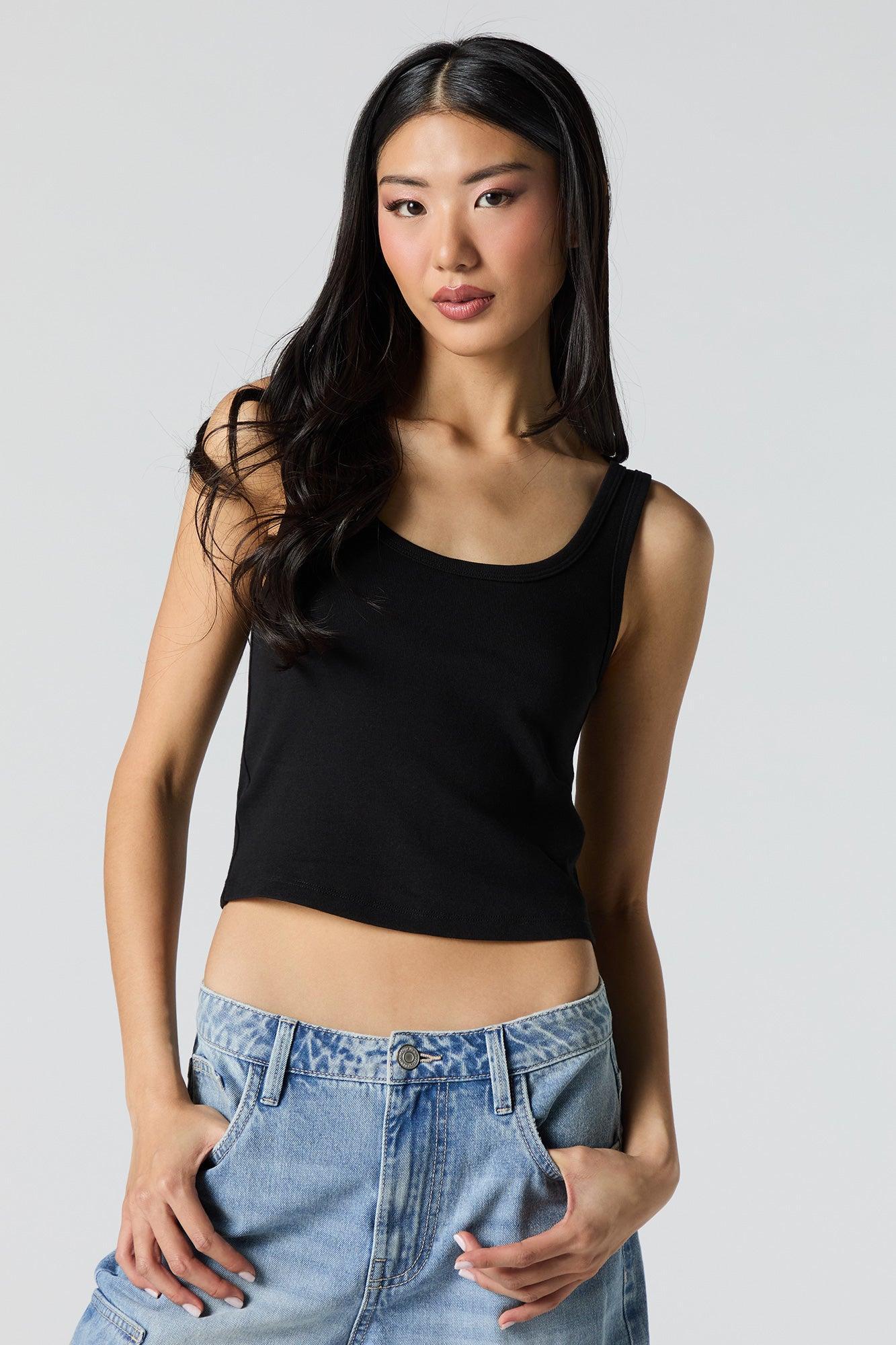 Cropped Ribbed Scoop Neck Tank Female Product Image