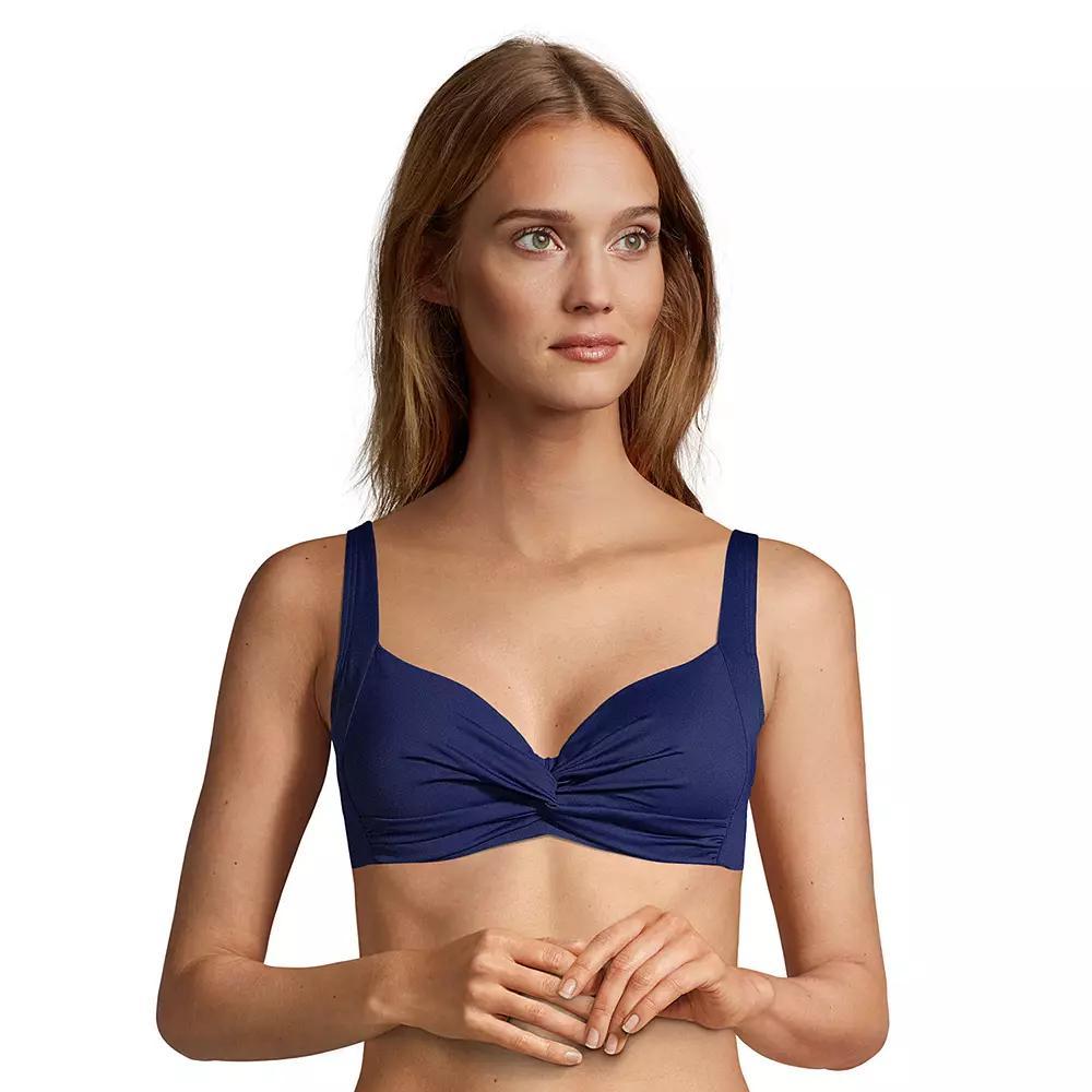 Women's Lands' End Twist-Front Underwire DD-Cup Bikini Top, Size: 10 Dd, Black Product Image