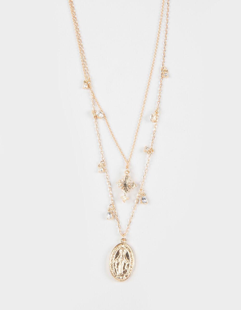 FULL TILT Layered Cross/Mary Necklace Product Image