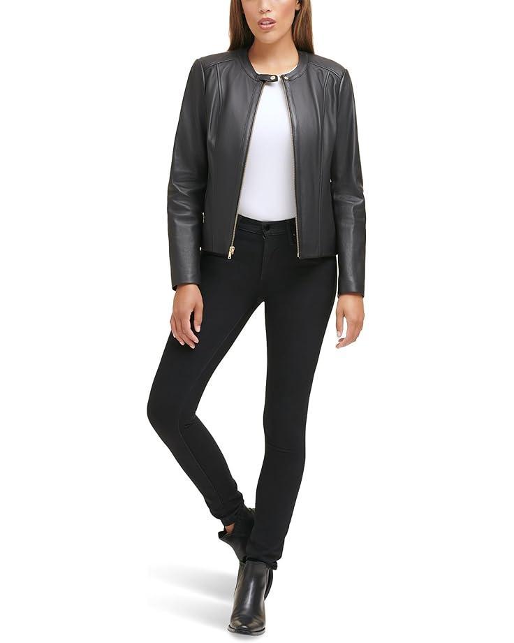 Faux Leather Moto Jacket Product Image