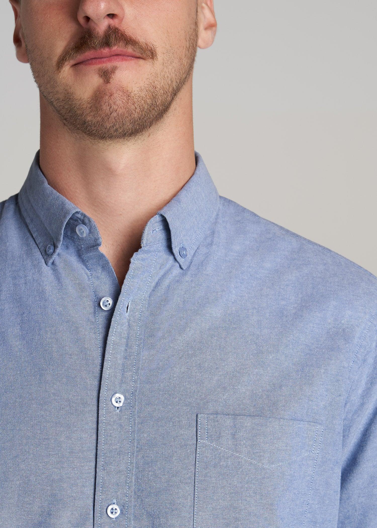 Washed Oxford Shirt for Tall Men in Dark Sky Blue Product Image