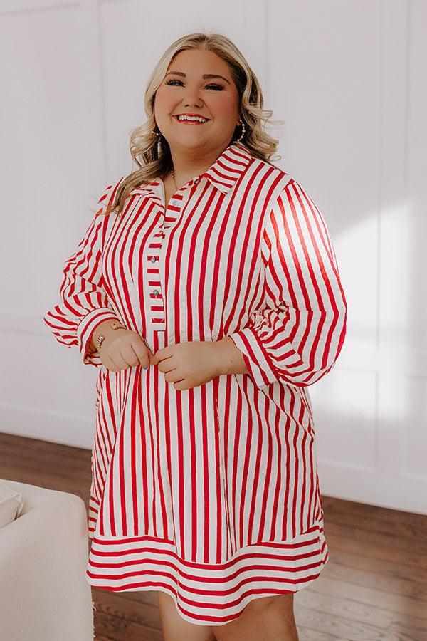 Charleston Charm Stripe Mini Dress in Rose Curves Product Image