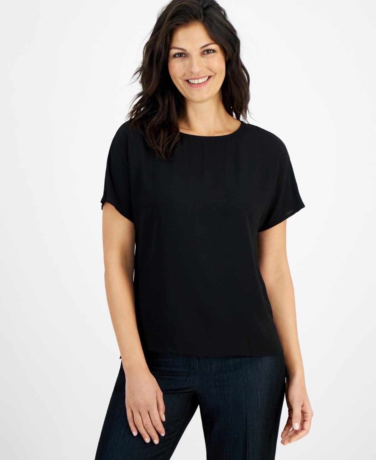 Anne Klein Polka-Dot Boat-Neck Blouse - Anne Black Product Image
