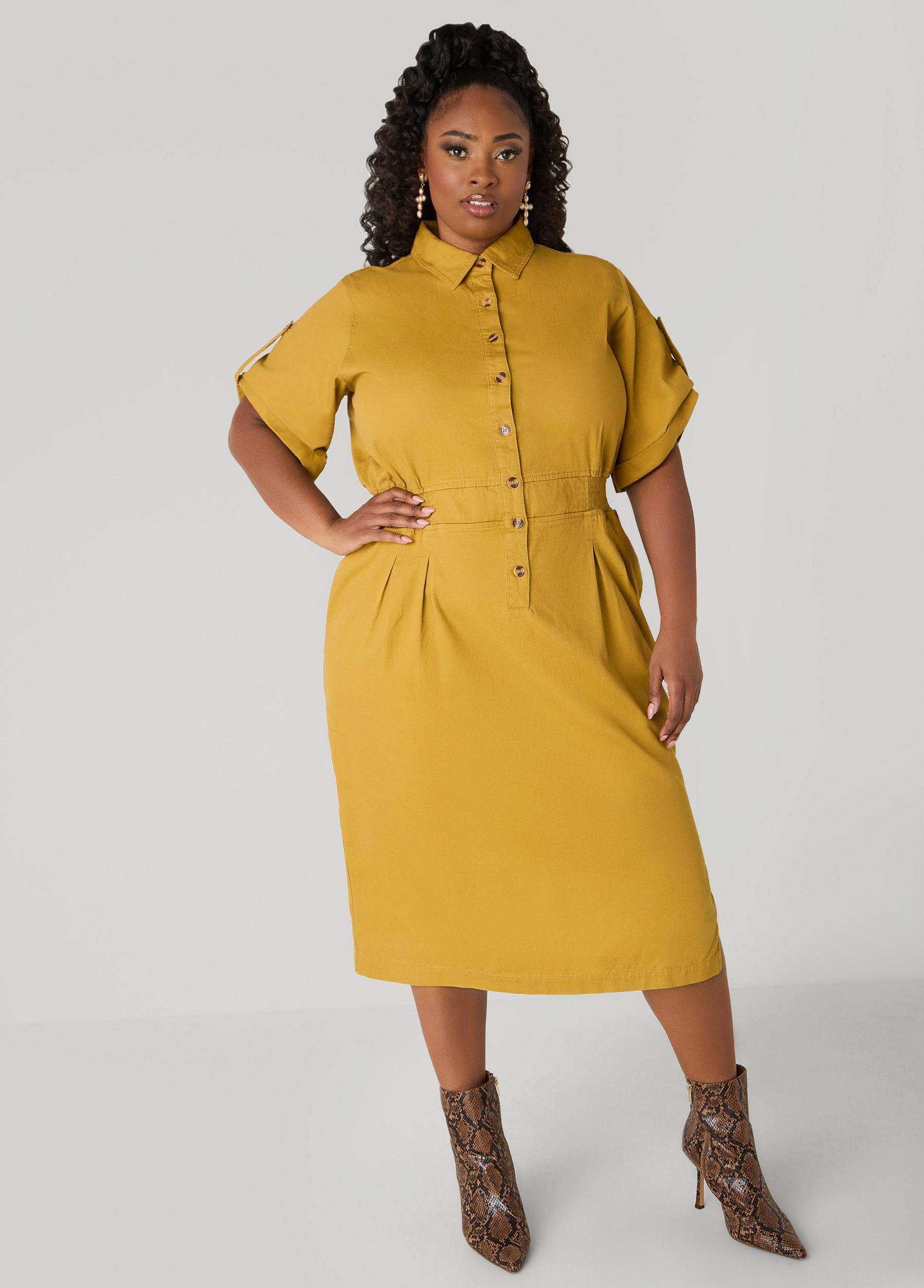 Cuffed Denim Dress Product Image