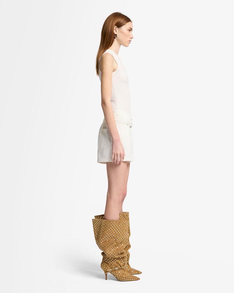 Linen Blend Belted Shorts Product Image