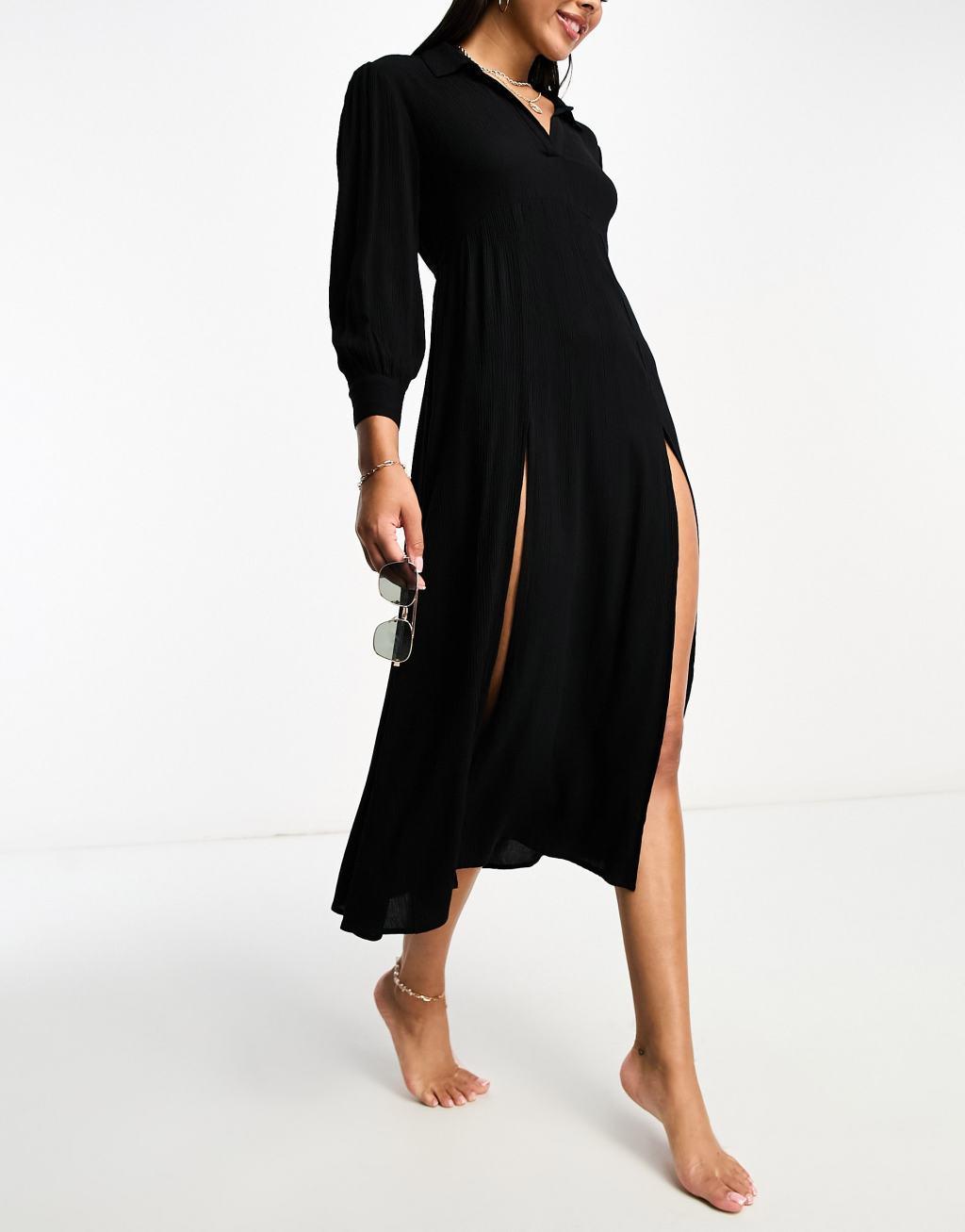 Iisla & Bird maxi shirt beach summer dress with splits Product Image