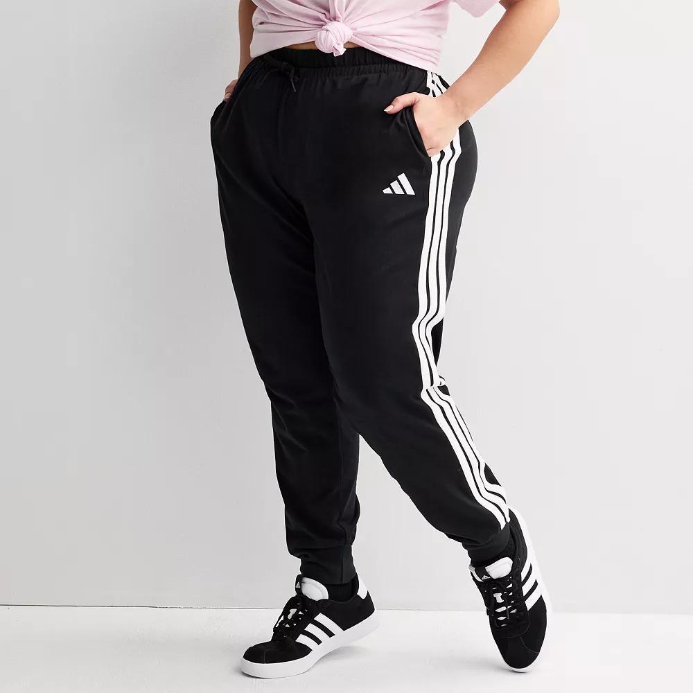 Plus Size adidas Essentials 3-Stripes Jogger Pants, Women's, Size: 1XL, Black White Product Image