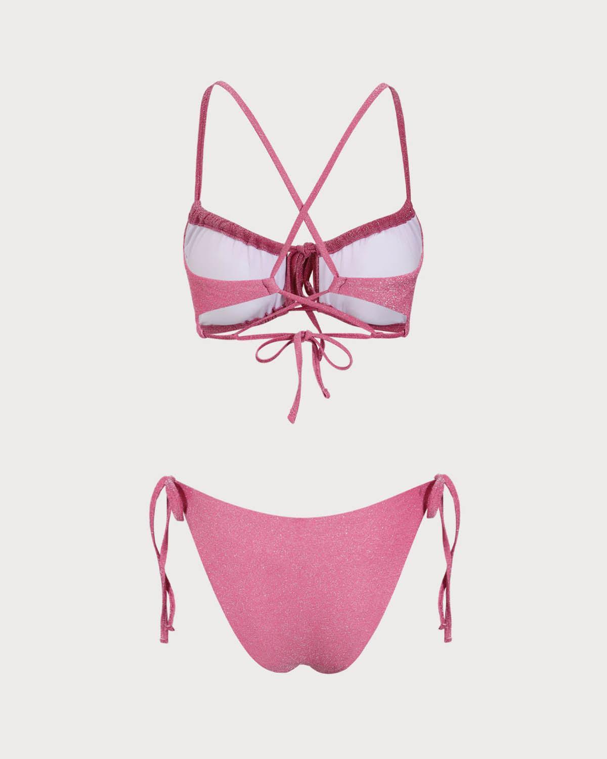 Pink Lurex Cut Out Bikini Set Product Image