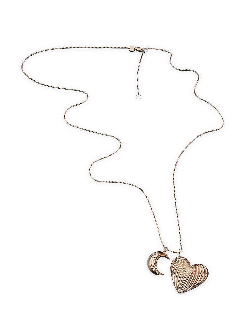 Womens Eterna 18K-Gold-Plated Crescent Moon & Heart Pendant Necklace Product Image