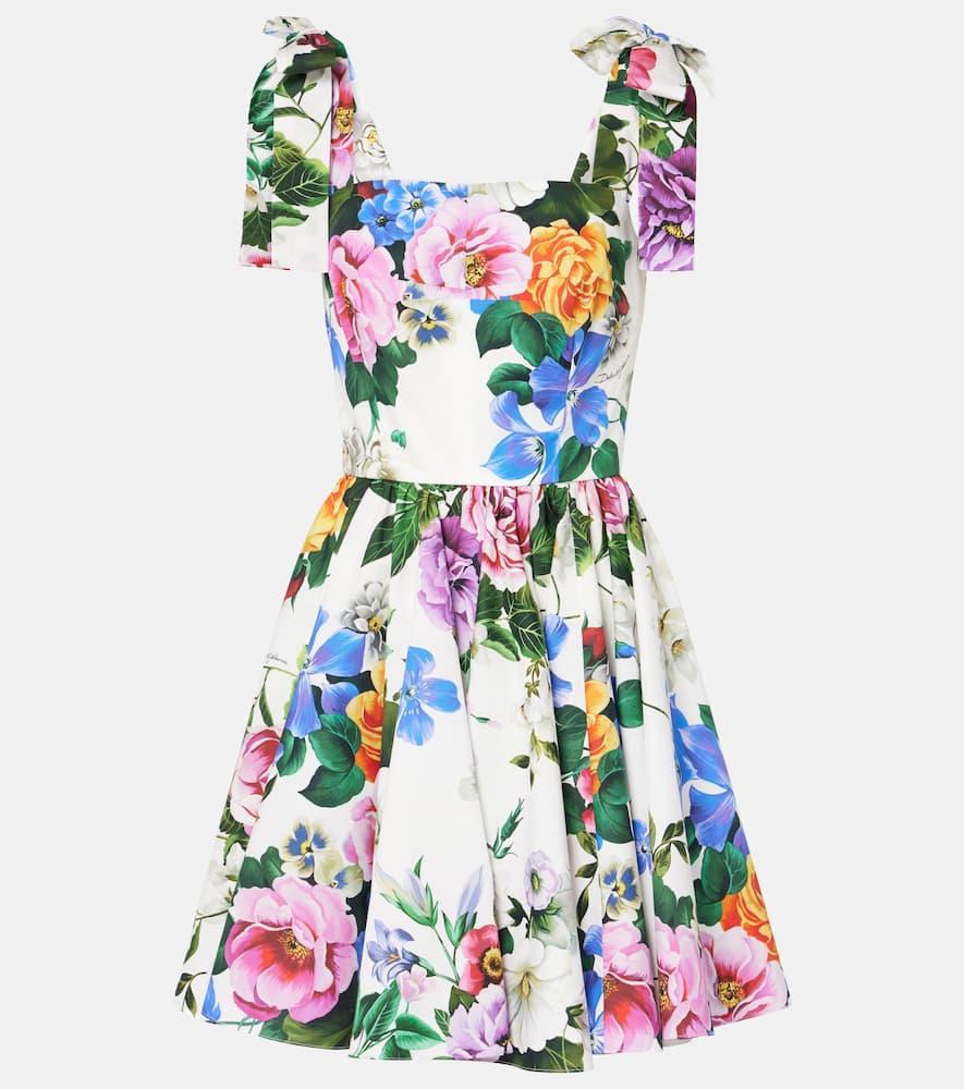 DOLCE & GABBANA Multicolor Sleelevelss Mini Dress With Square Neckline And All-over Floral Motif Product Image