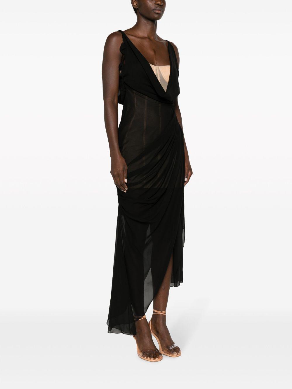 draped sheer silk dress Product Image