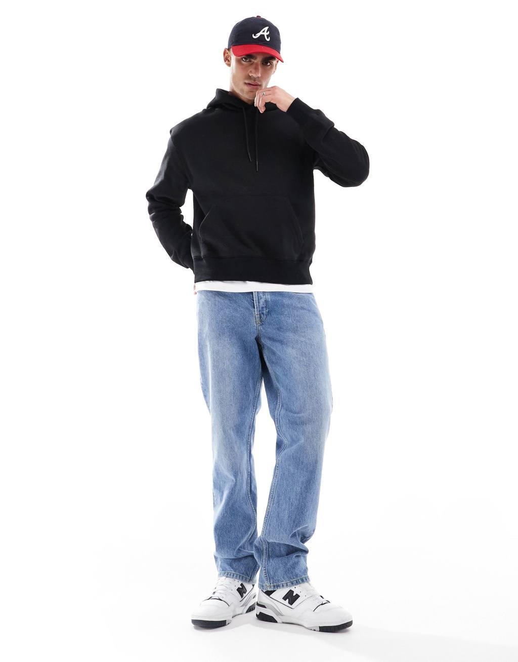 Bershka basic hoodie in black Product Image
