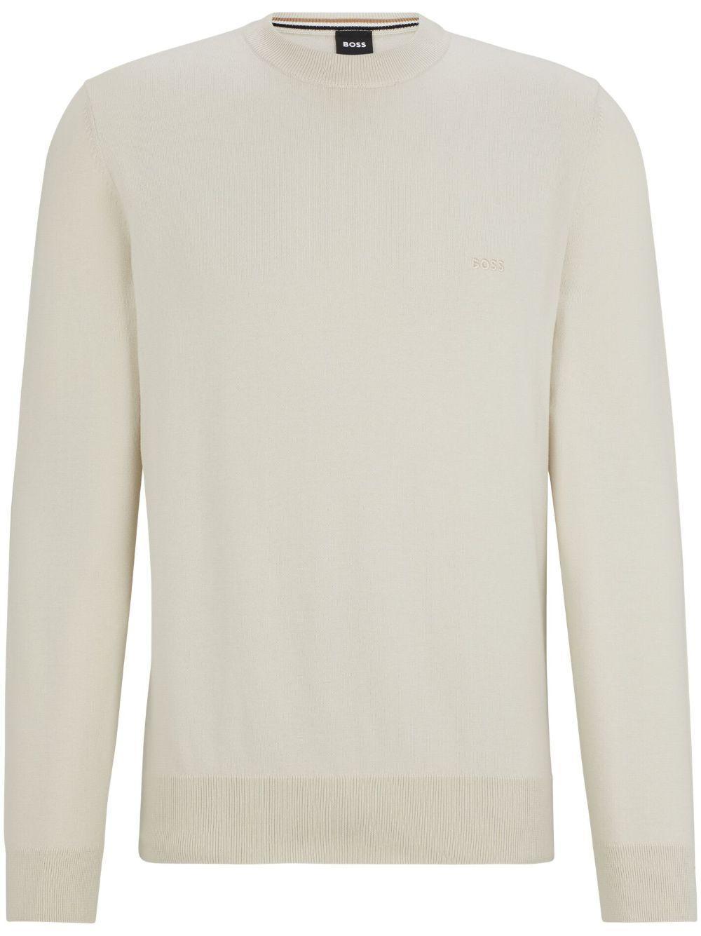 HUGO BOSS Logo-embroidered Cotton Jumper In White Product Image