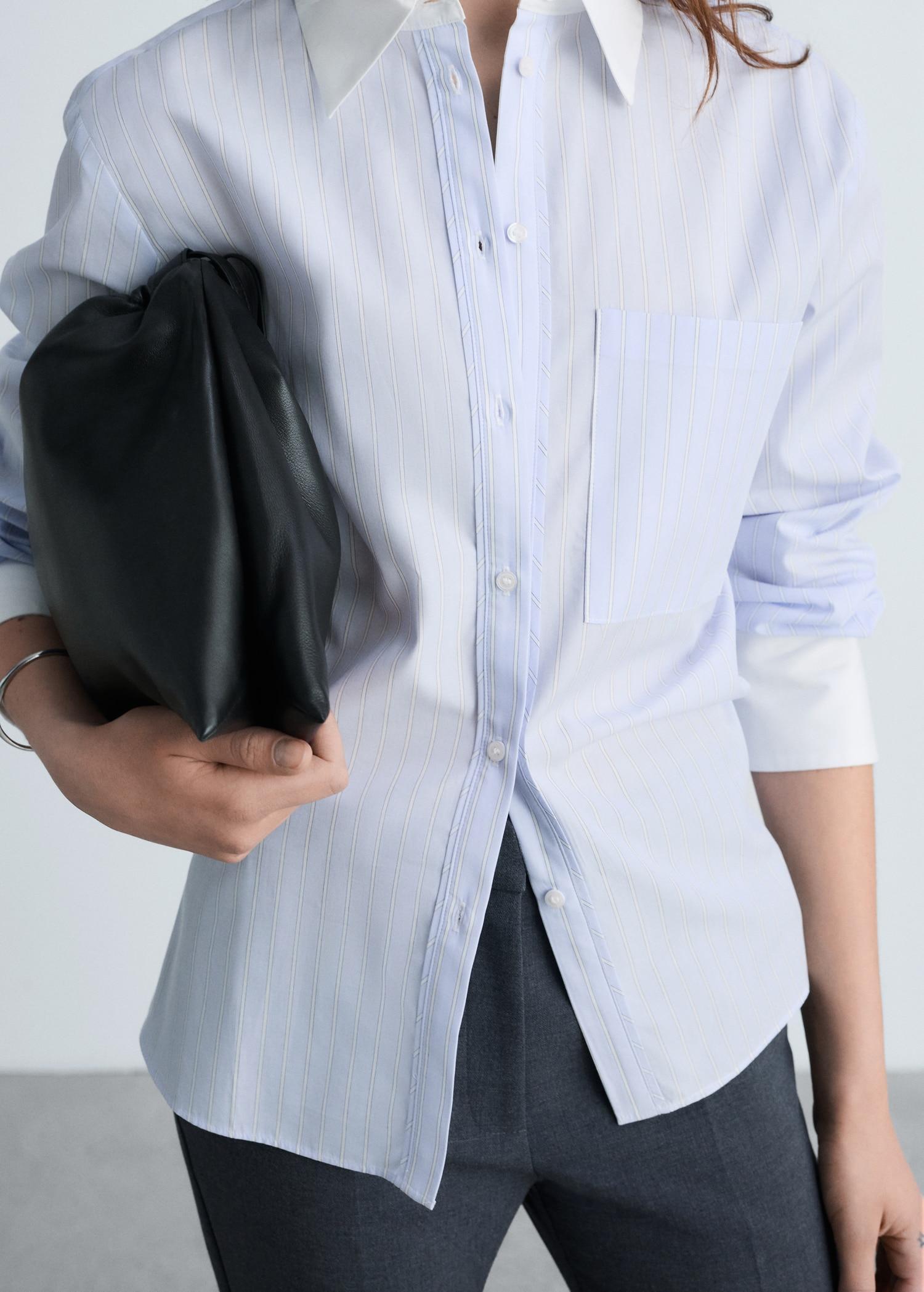 Cotton-blend combined shirt - Women | MANGO USA Product Image