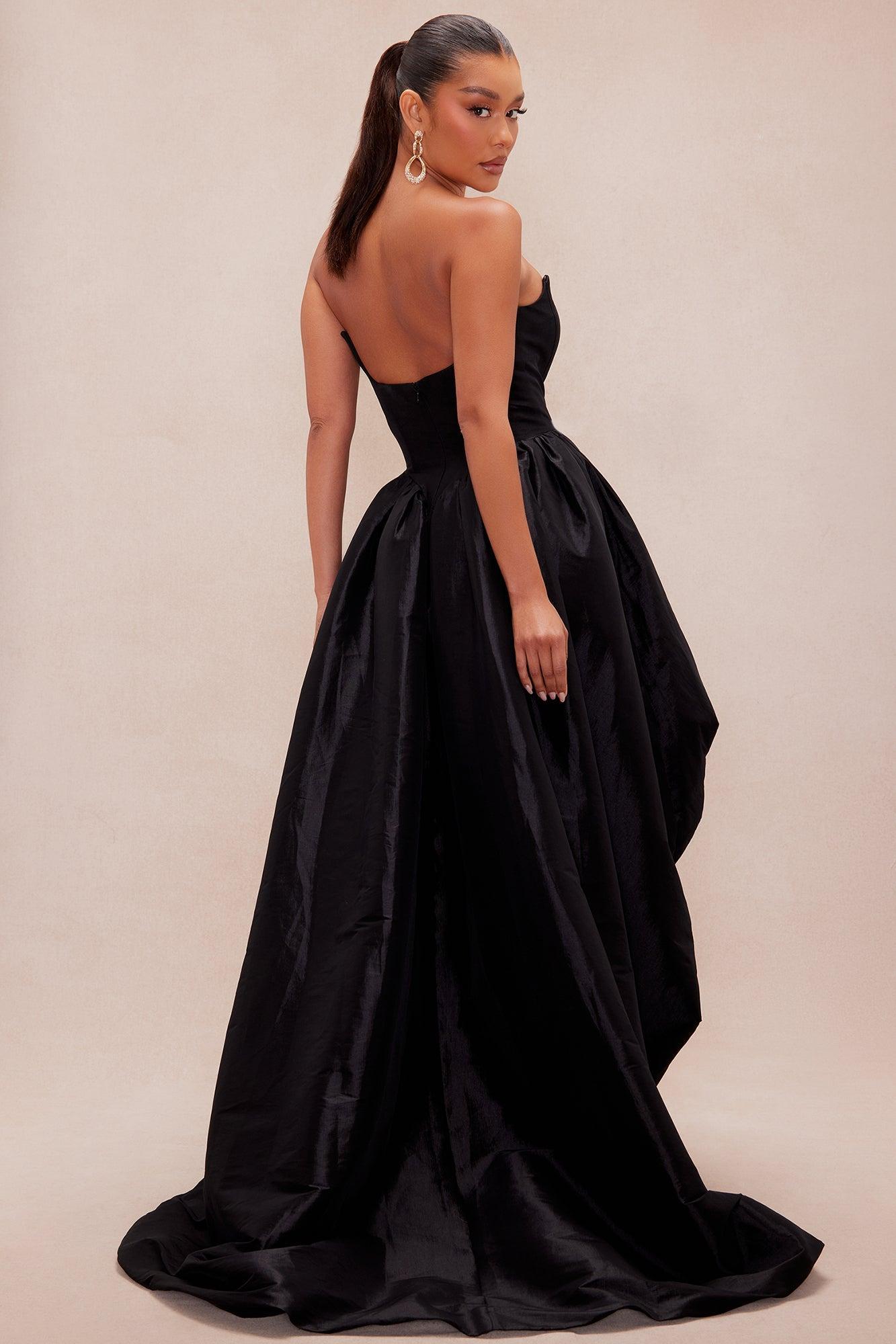 Aurora High Low Taffeta Gown - Black Product Image