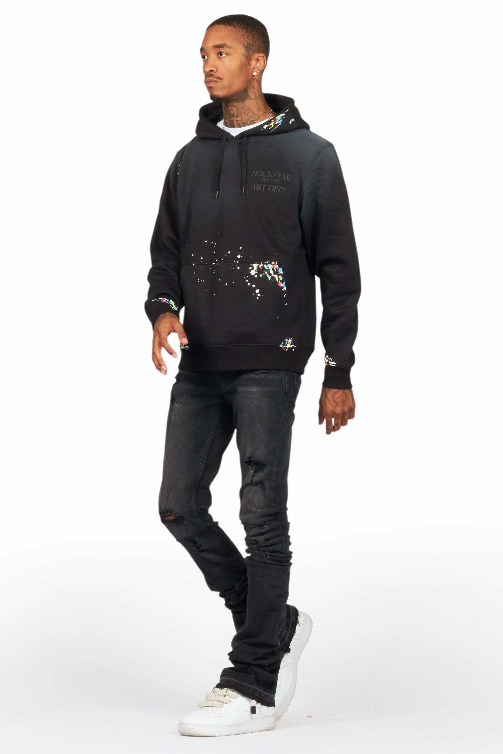 Palmer Black Hoodie/Stacked Flare Jean Bundle Male Product Image