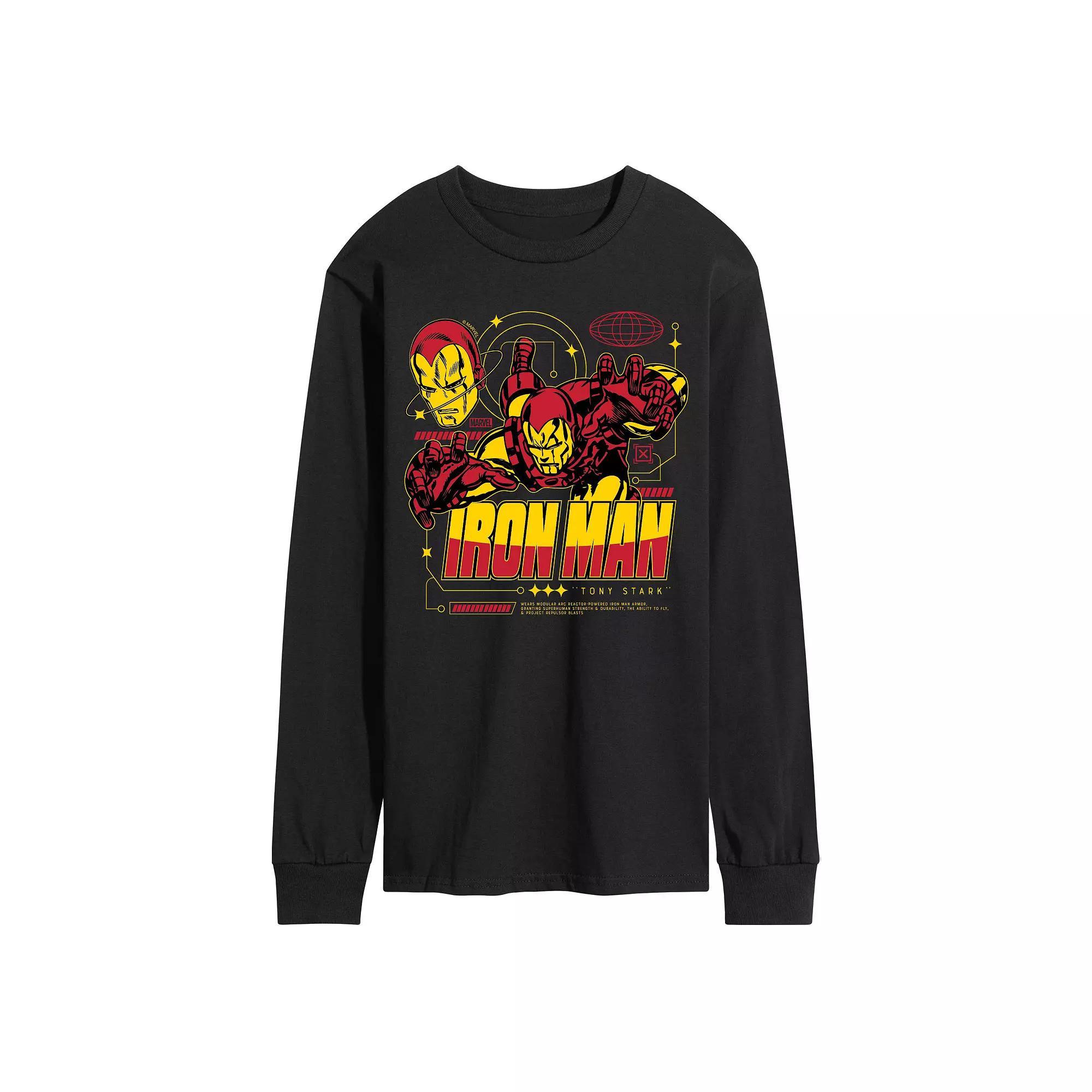 Mens Marvel Iron Man Armor Specs Long Sleeve Graphic Tee Product Image