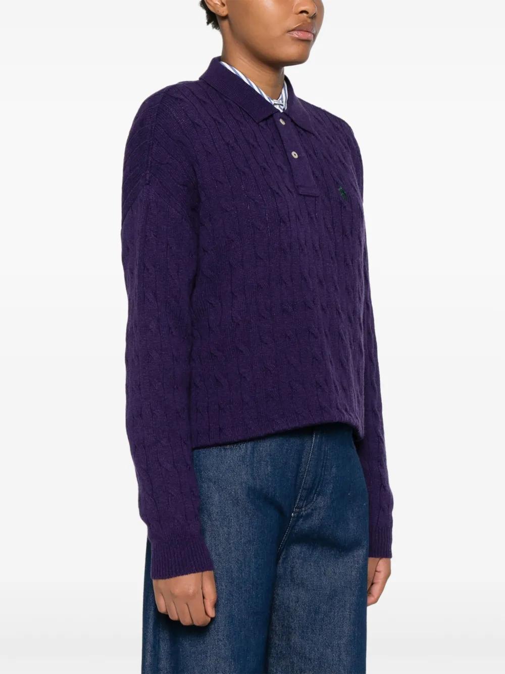 cable-knit polo sweater Product Image