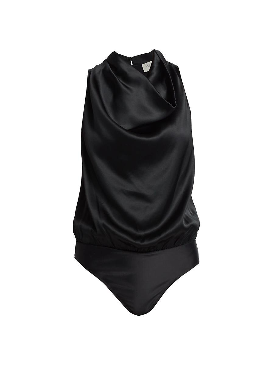 Womens Noreen Silk-Blend Drape Bodysuit Product Image