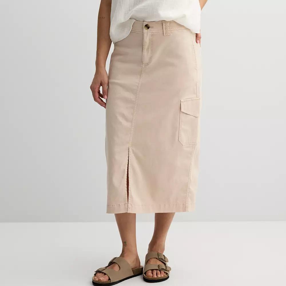 Women's Sonoma Goods For Life® Cargo Midi Skirt, Size: XXL, Bartlett Beige Product Image