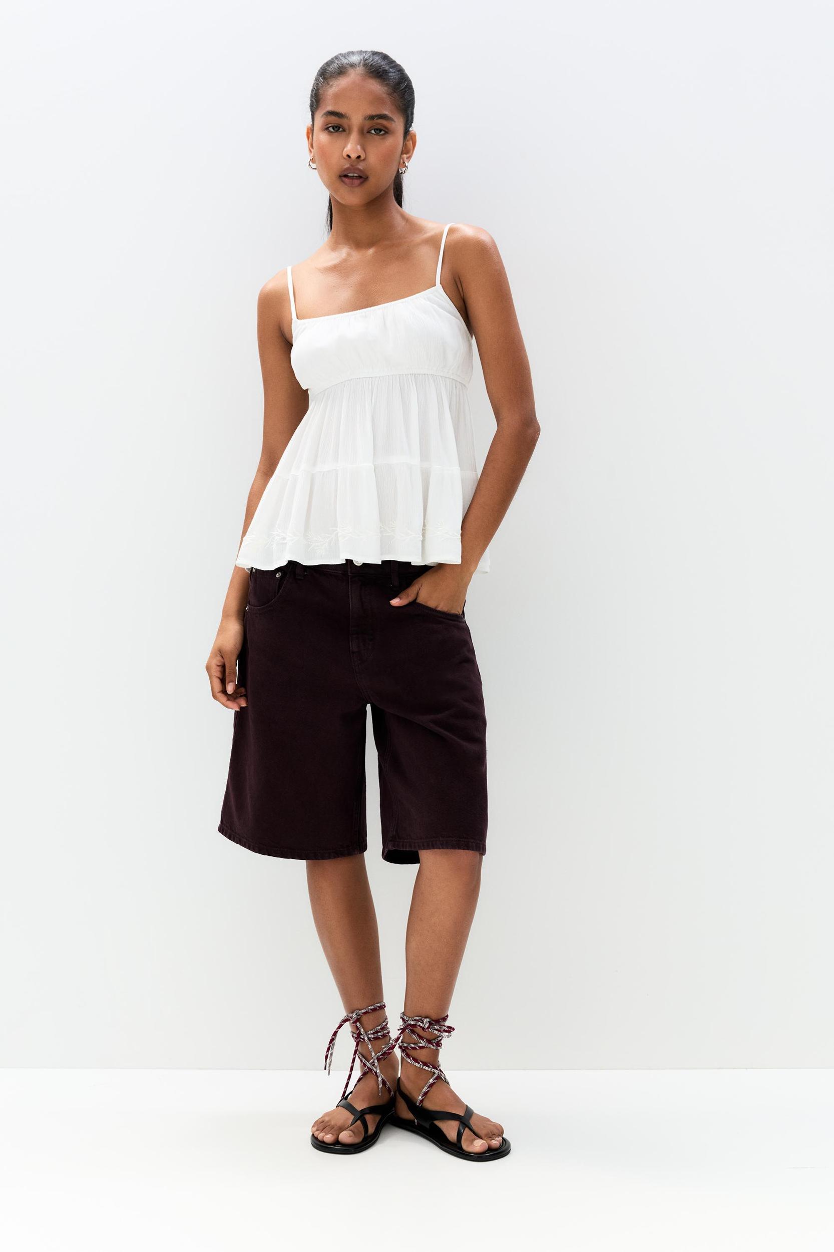 White top with embroidery Product Image