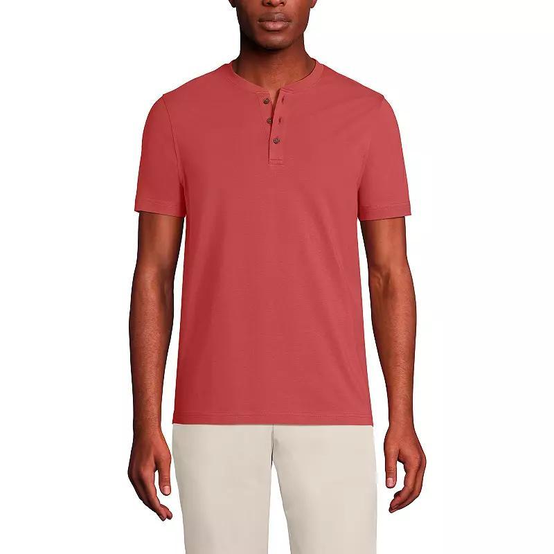 Men's Lands' End Short Sleeve Supima Jersey Henley Top, Size: XL, Tourmaline Product Image