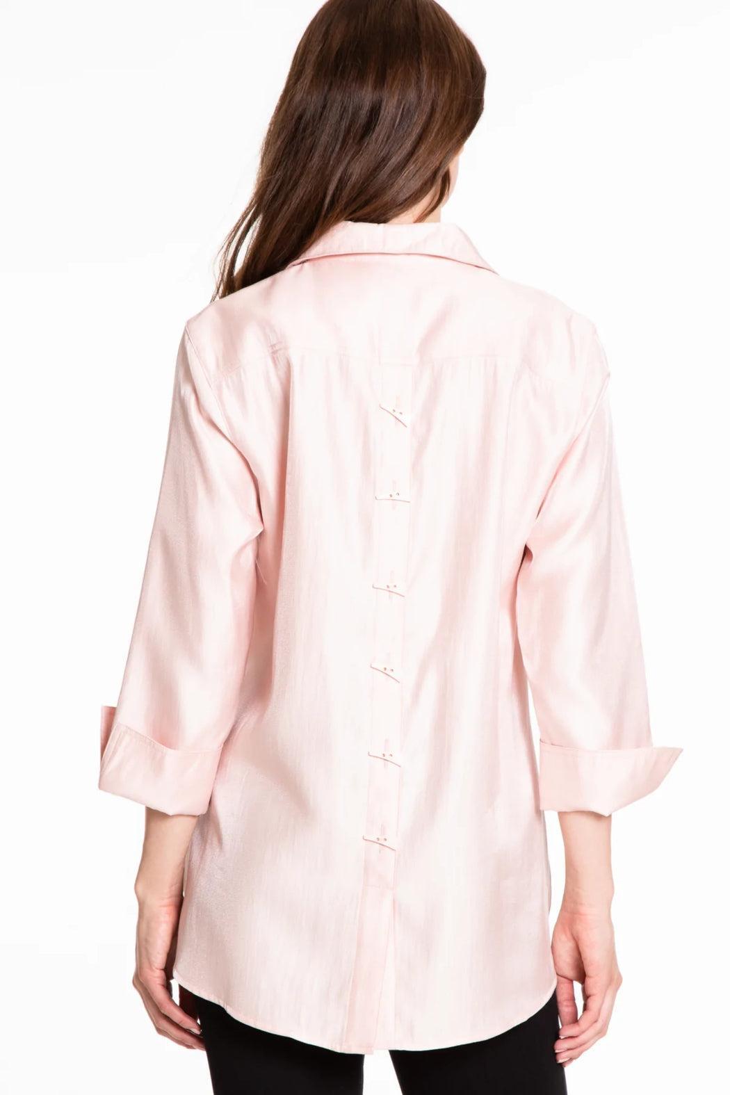 BUTTON FRONT HI-LO SHIRT - DUSTY PINK Female Product Image