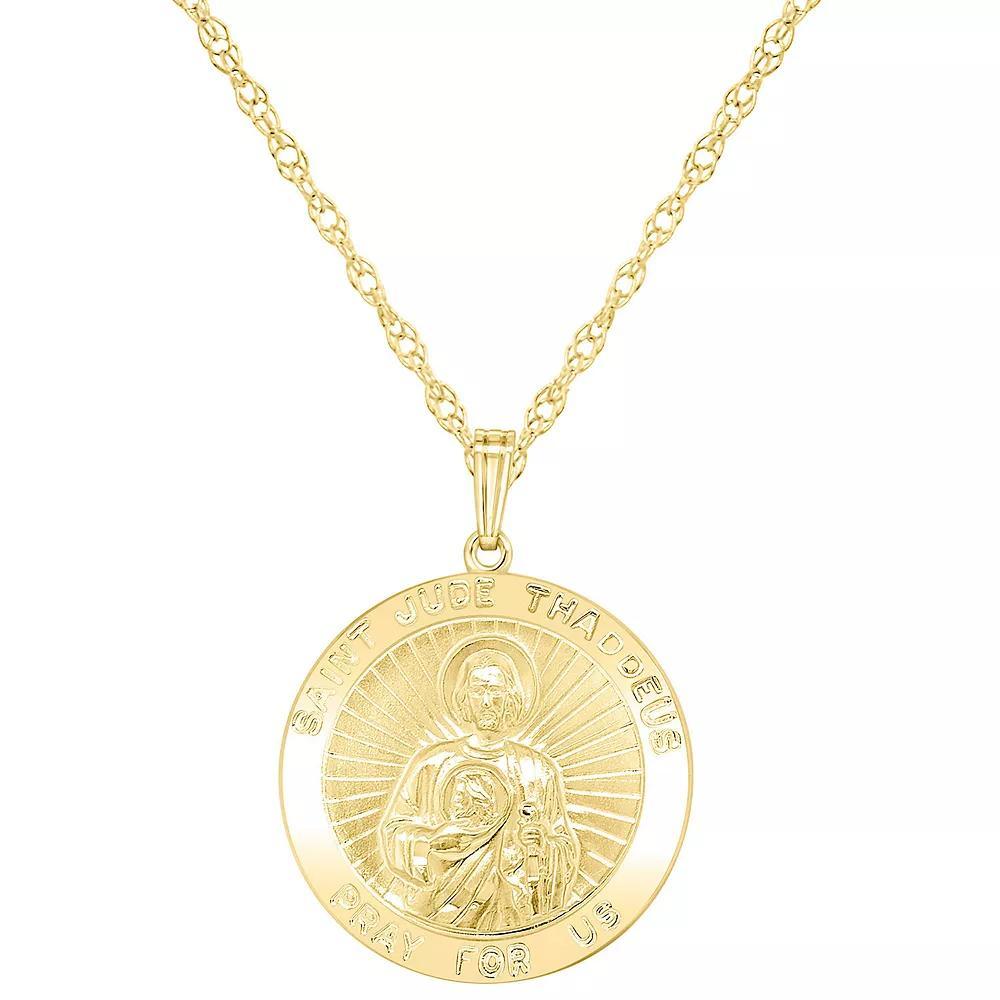 Sterling Silver Saint Jude Pendant, Women's, Size: 18", 14k Gold Plated Product Image