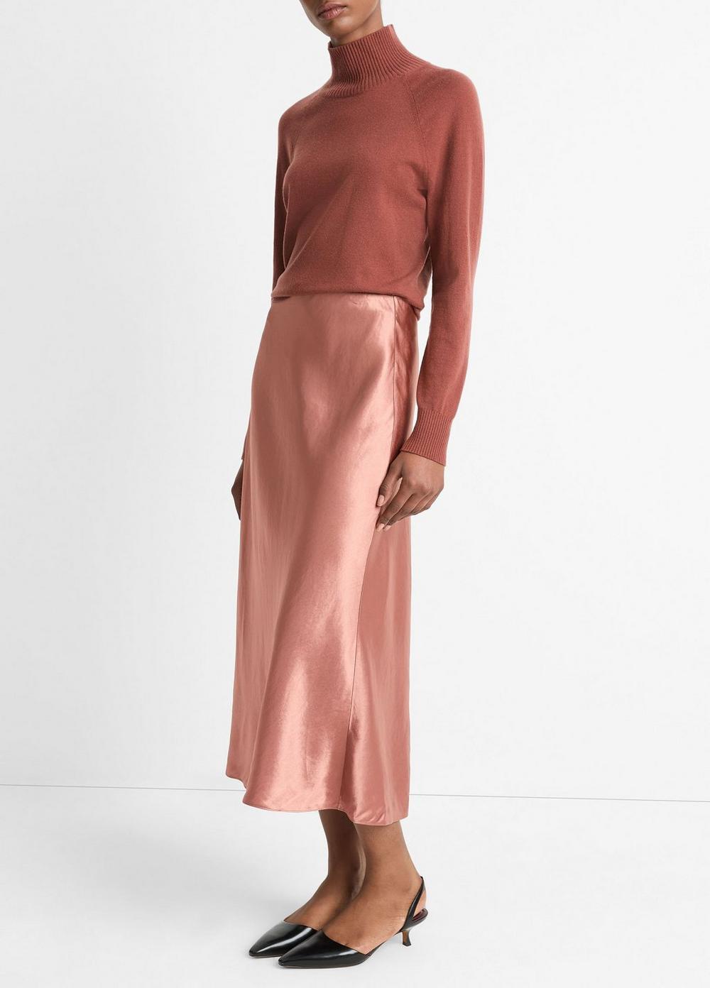 Womens Lingerie-Trim Satin Slip Skirt, Jade Lake, Size XS Vince Product Image