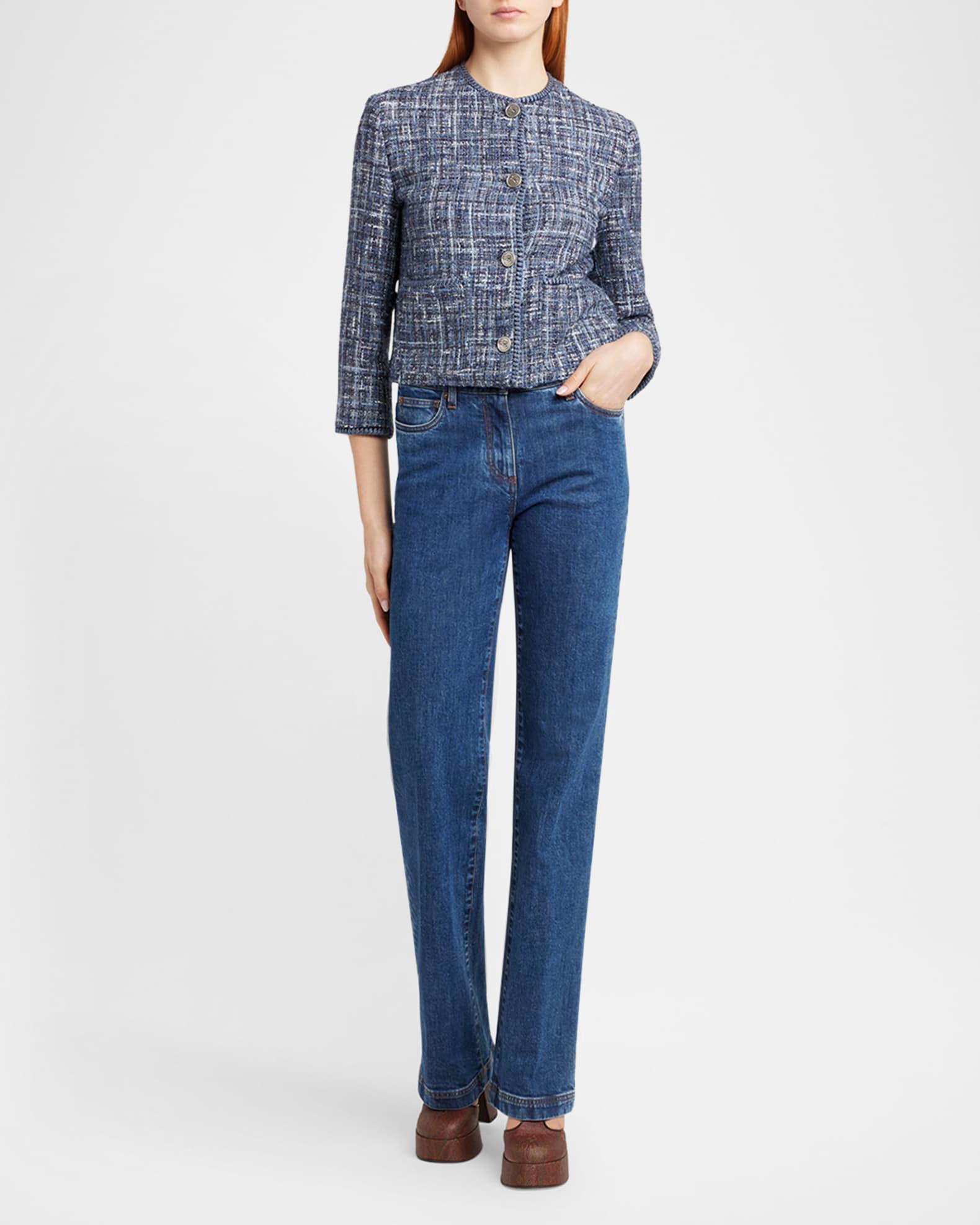 Single-Breasted Tweed Crop Jacket Product Image