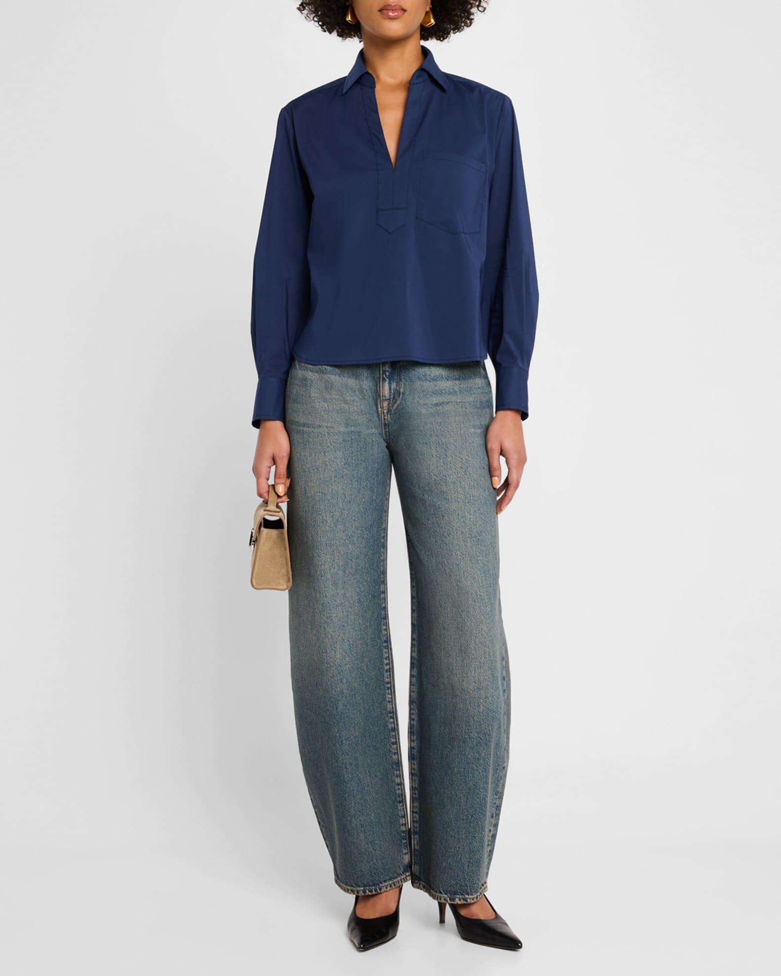 Joni Boxy Silky Cotton Poplin Shirt Product Image