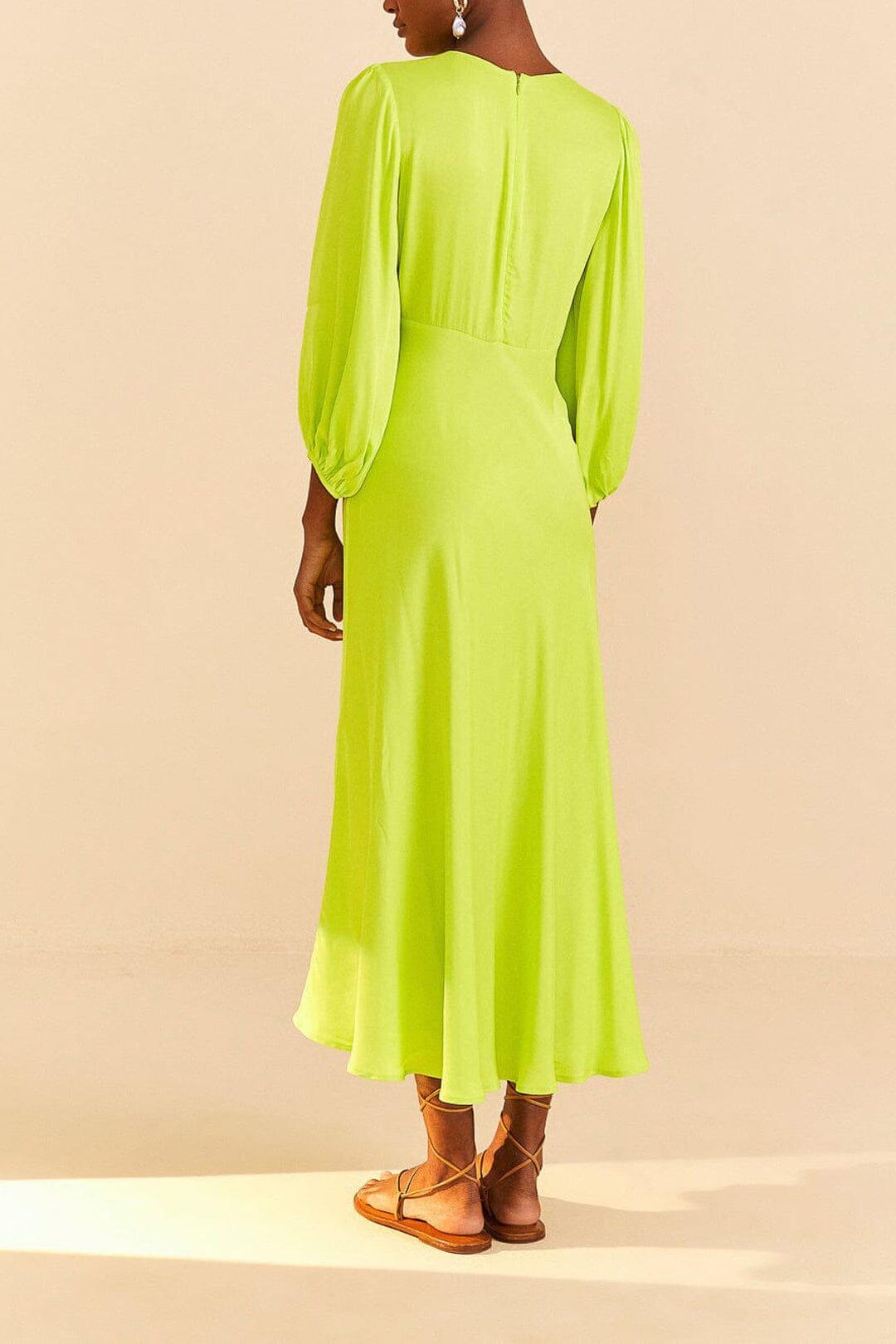 Lime Circle Cut Out Lenzing™ Ecovero™ Viscose Midi Dress Product Image