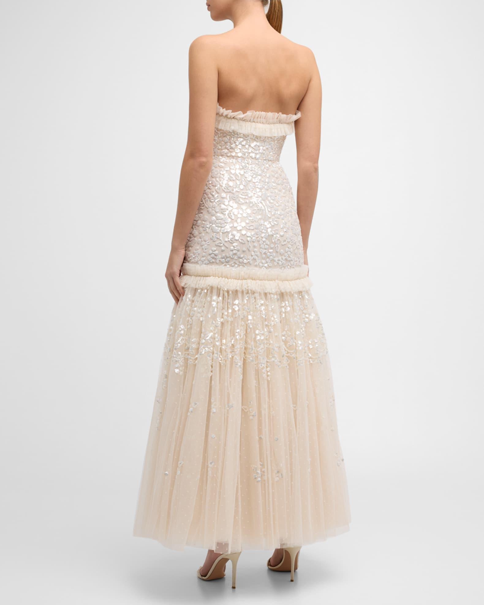 Regal Rose Strapless Floral Sequin Tulle Gown Product Image