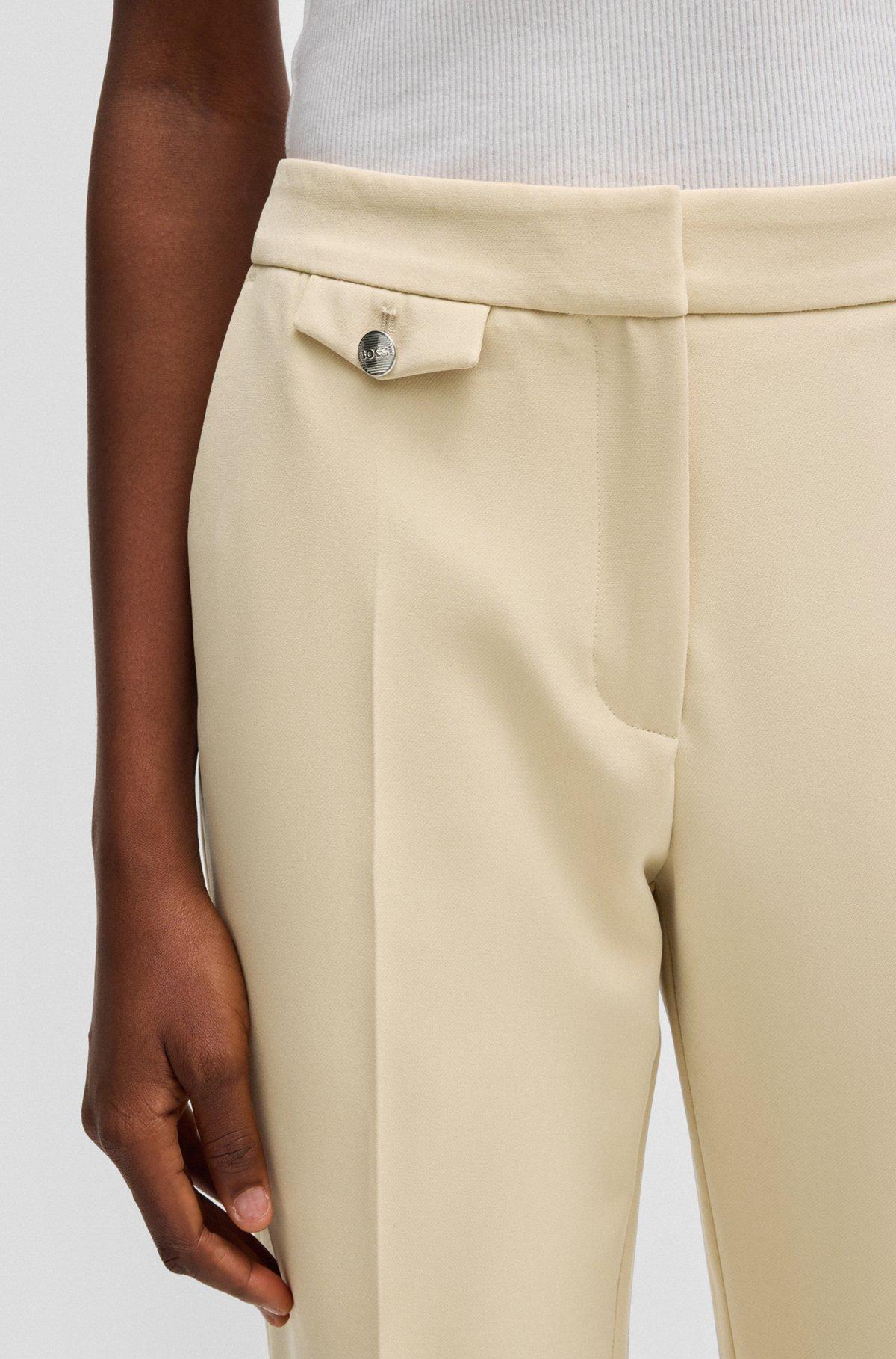 BOSS - Crease-front chinos in stretch satin - Light Beige Product Image